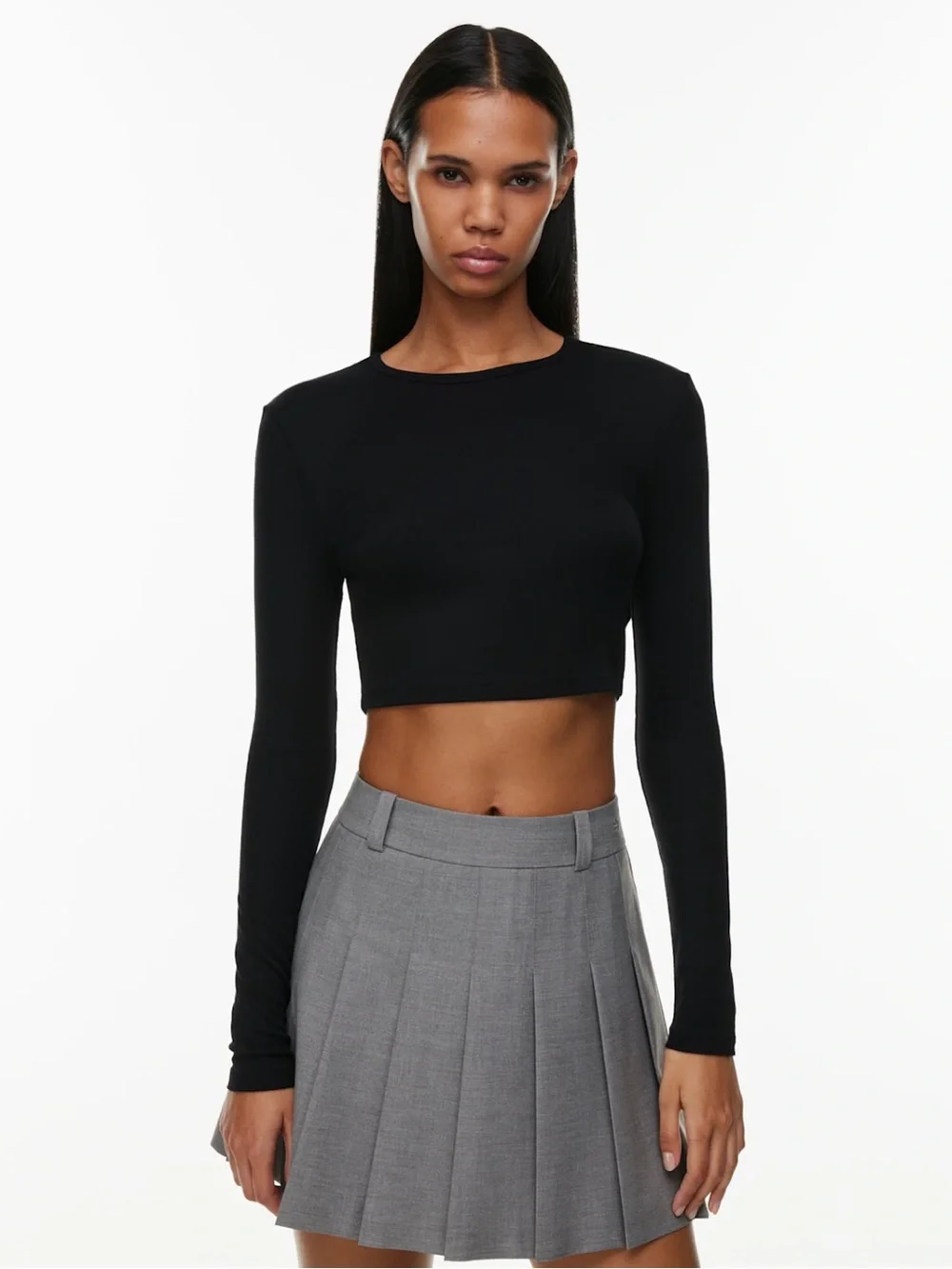 Aritzia Sunday Best Women's Black Long-Sleeve Crop Top
